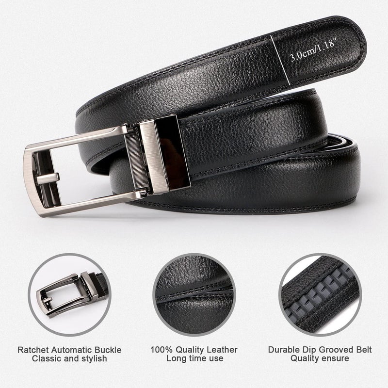 WERFORU Men's Ratchet Belts, 2 Pack Leather Belts for Men Dress and Casual with Automatic Buckle - Image 2